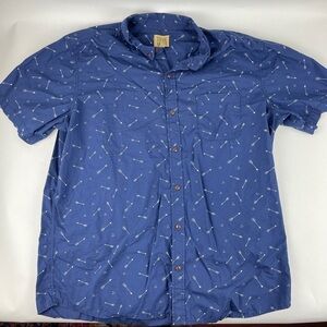 True Craft Button Down Shirt Mens XXL Blue Arrows Short Sleeve